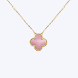 Pink Mother of Pearl Clover Necklace