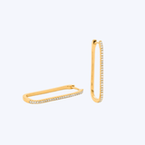 Elongated Diamond Pavé Hoop Earrings
