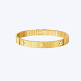 Ribbed Yellow Gold Screw Motif Bracelet