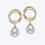 Petite Classic Pearl Drop Circle Earrings