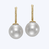 Twisted Gold Hoop Pearl Drop Earrings