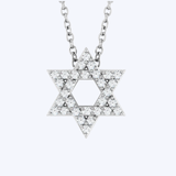 Petite Star of David Diamond Sterling Silver Pendant Necklace