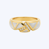 Diamond and Mother of Pearl Crossover Ring