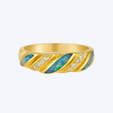 Opal and Diamond Wave Inlay Band