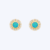Opal and Diamond Halo Stud Earrings