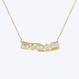 Baguette and Round Diamond Bar Necklace