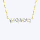 Baguette and Pear Diamond Bar Necklace