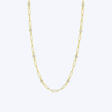 Bezel-Set Diamond Paperclip Necklace