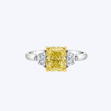 18K Yellow Gold and Platinum 2.42ctw Yellow Diamond 3-Stone Ring - Sz 6 (R+J)