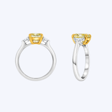 18K Yellow Gold and Platinum 2.42ctw Yellow Diamond 3-Stone Ring - Sz 6 (R+J)