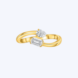 14K Yellow Gold 0.53ctw Moi Et Toi Diamond Ring  - Sz 6.5 (R+J)