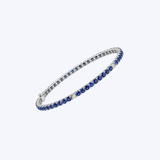 14K White Gold .28ctw Diamond and 3.29ctw Sapphire Tennis Bracelet  - 7" (R+J)