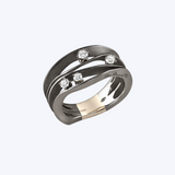 Cammilli 18K Black Lava Gold "Dune" .27ctw 4-Diamond Ring - Sz 7