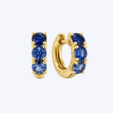 14K Yellow Gold 1.65ctw Blue Sapphire 14.5mm Huggies