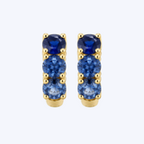 14K Yellow Gold 1.65ctw Blue Sapphire 14.5mm Huggies