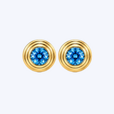14K Yellow Gold 0.55ctw Swiss Blue Topaz Bezel Stud Earrings