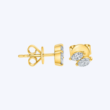 14K Yellow Gold .28ctw Diamond Marquise Cluster Studs - 4.5mm (R+J)