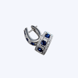 18K White Gold 0.17ctw Diamond and 1.20ctw Sapphire Huggies - 16mm (EST)