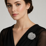 Platinum 36.42ctw Diamond Flower Brooch - 45mm/30.2gr (EST)