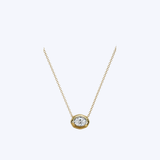 14K Yellow Gold 0.74ct Oval Diamond Pendant Necklace (HM) - 18"
