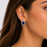 Platinum 1.16ctw Diamond and 4.10ctw Sapphire Clip-On Earrings - 20mm (EST)