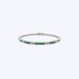 14K White Gold 1.41 ctw Emerald and 1.38 ctw Diamond Tennis Bracelet - 7" (HM)