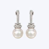 Mastoloni 18K White Gold .22ctw Diamond and 9-9.5mm Freshwater Pearl Dangle Earrings (Copy)