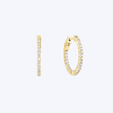 14K Yellow Gold Inside/Outside 1.01ctw Diamond Hoop Earrings - 25mm (JBJ)