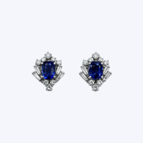 Platinum 1.16ctw Diamond and 4.10ctw Sapphire Clip-On Earrings - 20mm (EST)