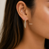 14K Yellow Gold Inside/Outside 1.01ctw Diamond Hoop Earrings - 25mm (JBJ)