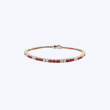 14K Two-Toned Gold 2.10 ctw Ruby and 1.33 ctw Diamond Tennis Bracelet - 7" (HM)