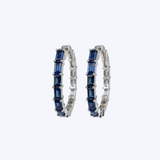 Ruchi 18K White Gold Skylight 1.91ctw Sapphire and 1.29ctw Diamond Hoops