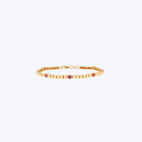 14K Yellow Gold 1.25ctw Mixed Color Sapphire Station Link Bracelet - 7"/9.24gr (WCLOUD)