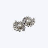 14K White Gold 1.45ctw Diamond and 9.3mm Pearl Clip-On Earrings - 22x25mm (EST)