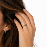14K Yellow Gold 0.08ctw Diamond and 0.53ctw Emerald Ring (HM) 7