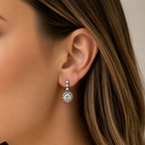 Platinum 1.85ctw Round Diamond Halo Earrings - 20x12mm (EST)