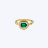 14K Yellow Gold 0.08ctw Diamond and 0.53ctw Emerald Ring (HM) 7