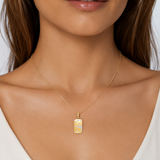 14K Yellow Gold 0.40ctw Flush Set Diamond Dog Tag Pendant - 18mm/2.11gr (WCLOUD)