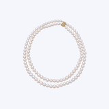 14k Yellow Gold 7x6.5mm Akoya Pearl Double Strand Necklace (CYB)