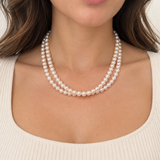 14k Yellow Gold 7x6.5mm Akoya Pearl Double Strand Necklace (CYB)