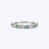 14K White Gold .50ctw Aquamarine and .60ctw Diamond Anniversary Band - Sz 6 (HD)