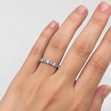 14K White Gold .50ctw Aquamarine and .60ctw Diamond Anniversary Band - Sz 6 (HD)