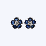 Ruchi 18K White Gold Skylight 2.75ctw Sapphire and 0.26ctw Diamond Flower Studs