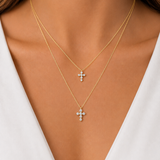 14K Yellow Gold Diamond Cross Pendant (HM)