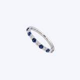 J. B. Star Platinum Alternating 0.30ctw Round Brilliant Diamond and 0.41ctw Round Blue Sapphire Band