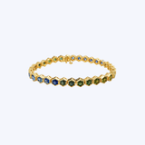 14K Yellow Gold 10.67ctw Ombre Green and Blue Sapphire Hexagon Bracelet - 7" (GEMMA)