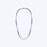18k White Gold Ombre 16.17ctw Blue Sapphire and 4.77ctw Diamond Tennis Necklace - 17" (GEMMA)