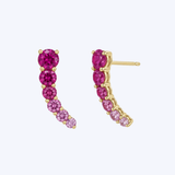 14K Yellow Gold 1.08ctw Pink Sapphire Ombre Ear Climber Earrings - (GEMMA)