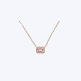 14K Yellow Gold Morganite and 0.06ctw Diamond Pendant Necklace - 16-18"/1.83gr (EST)