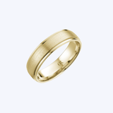 CrownRing 14K Yellow Gold 6mm Sandpaper Center & High Polish Sides Band